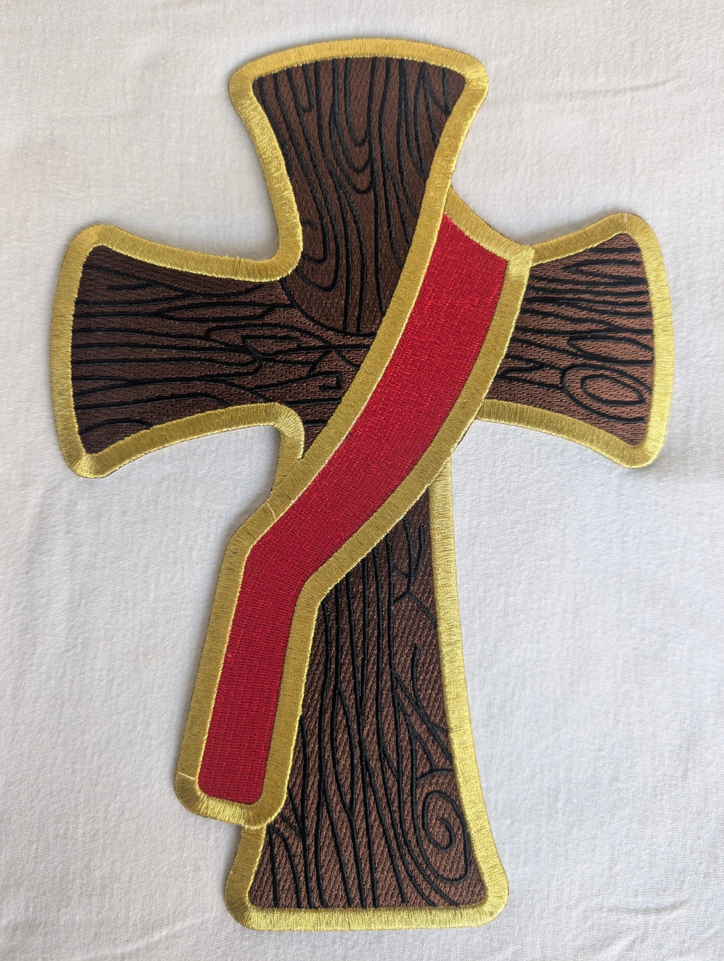 Embroidered large brown Deacon's Cross
