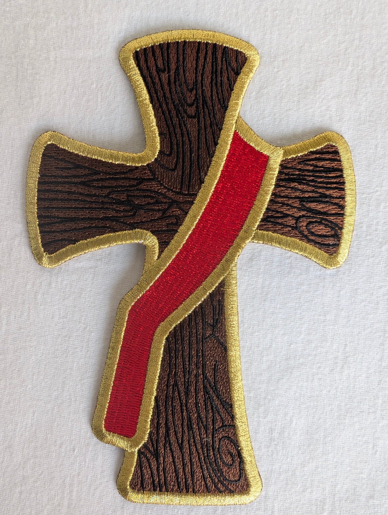 Embroidered medium brown Deacon's Cross