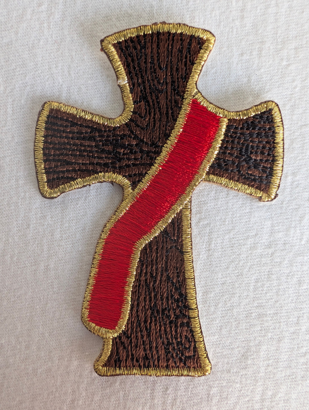Embroidered small brown Deacon's Cross
