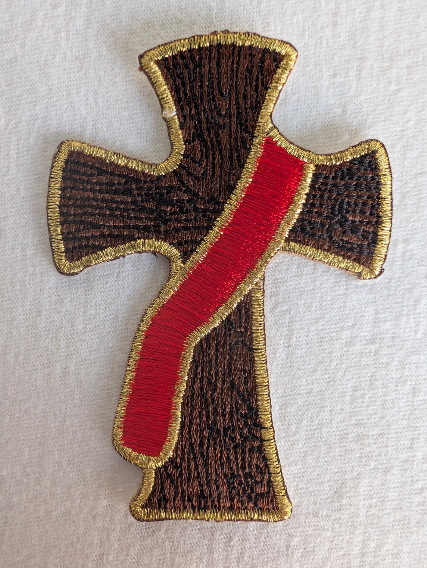 Embroidered small brown Deacon's Cross