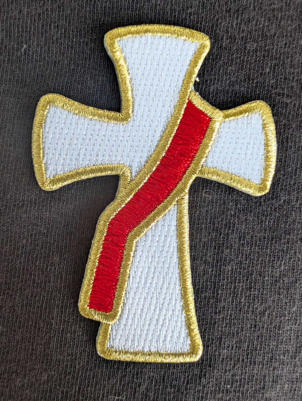 Embroidered small white Deacon's Cross