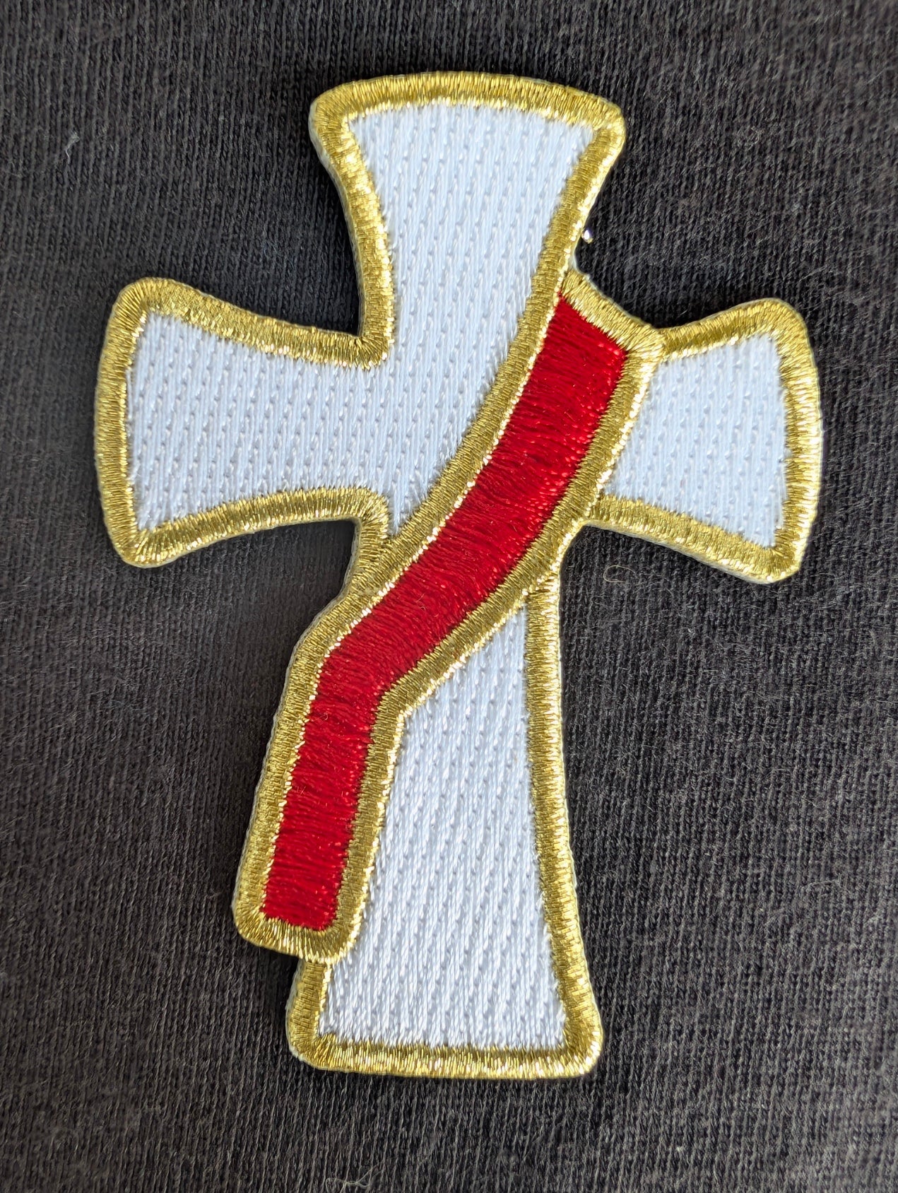 Embroidered small white Deacon's Cross
