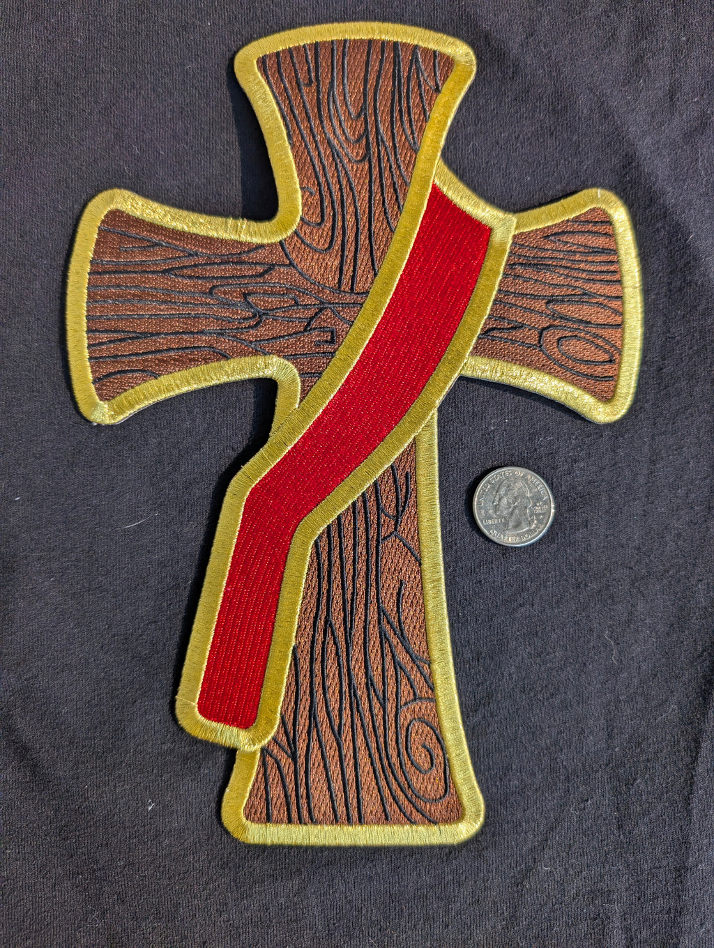 Embroidered large brown Deacon's Cross